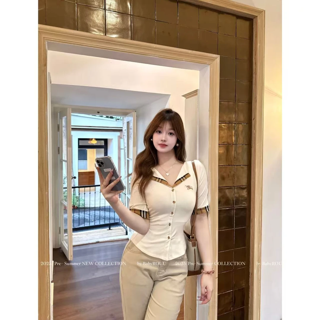 【现货】【奢雅姐姐】温与柔小香风设计感轻熟气质洋气修身ol显瘦短袖