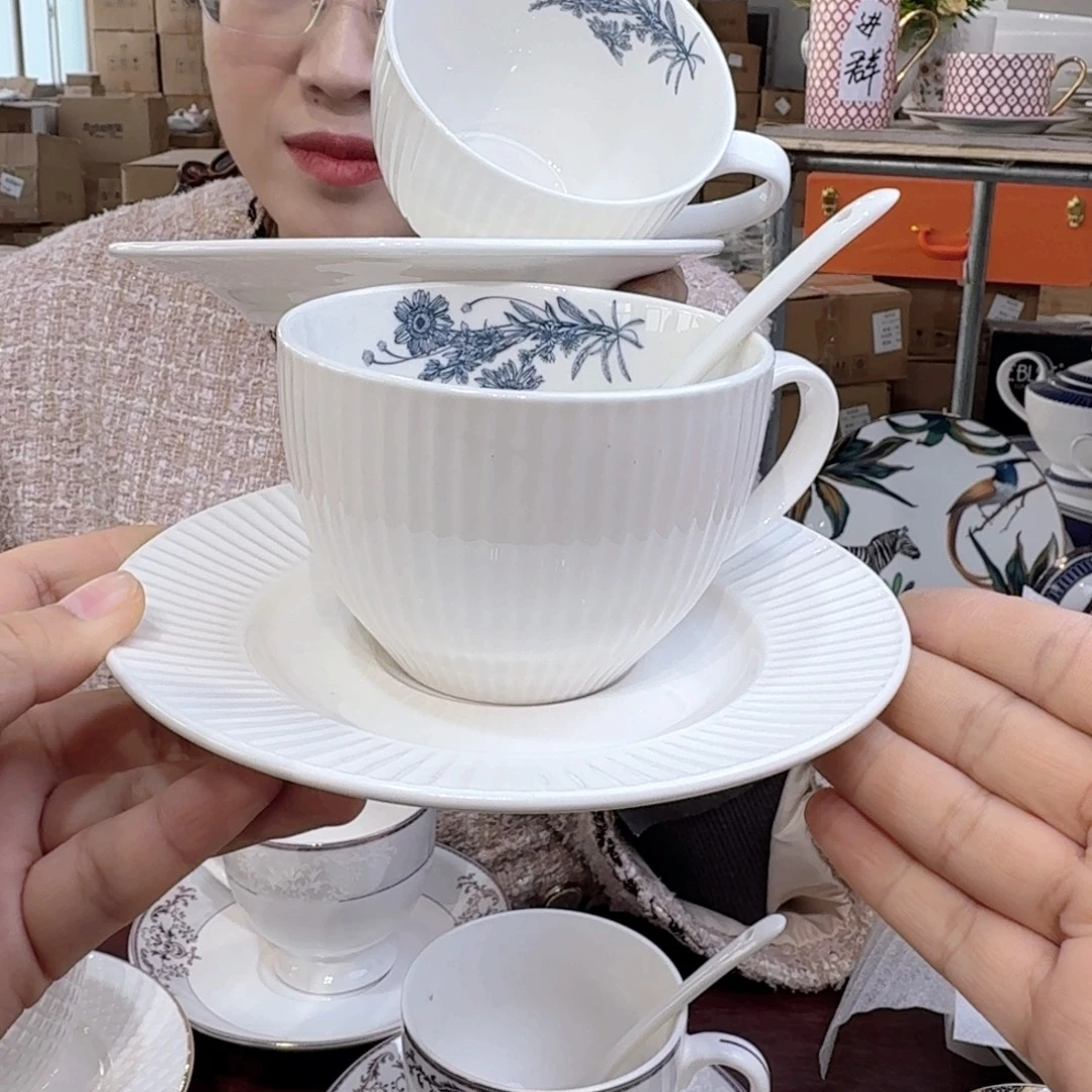 骨瓷骨瓷220ml咖啡杯碟2套（6件）