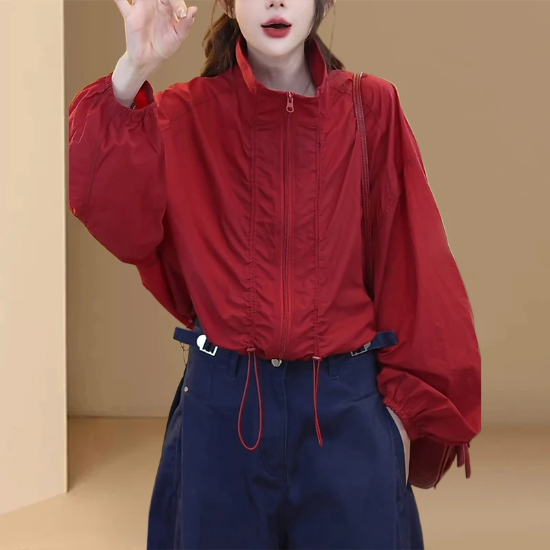2025夏季女装短外套长袖宽松时尚休闲百搭风纯色防嗮洋气短外套
