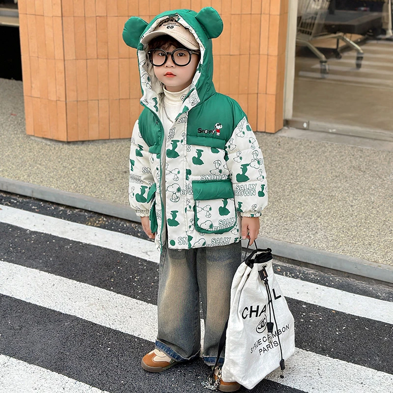 儿童棉服男女童秋冬中小童卡通保暖外套