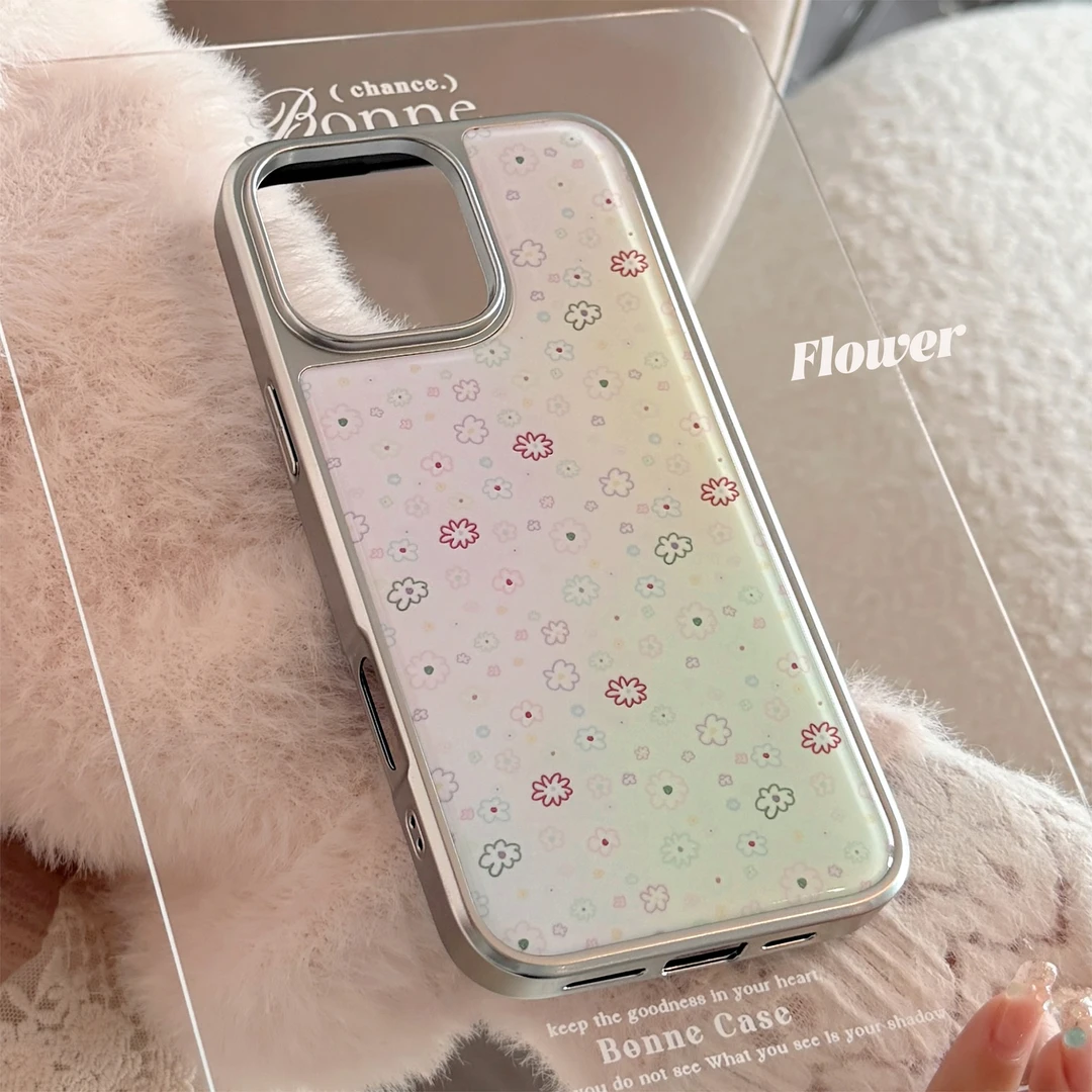 ins晕染小花滴胶适用16苹果15pro max手机壳iphone14硬13小清新15