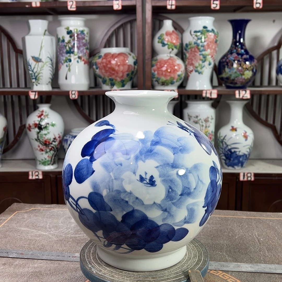 摆件陶景德镇陶瓷石青牡