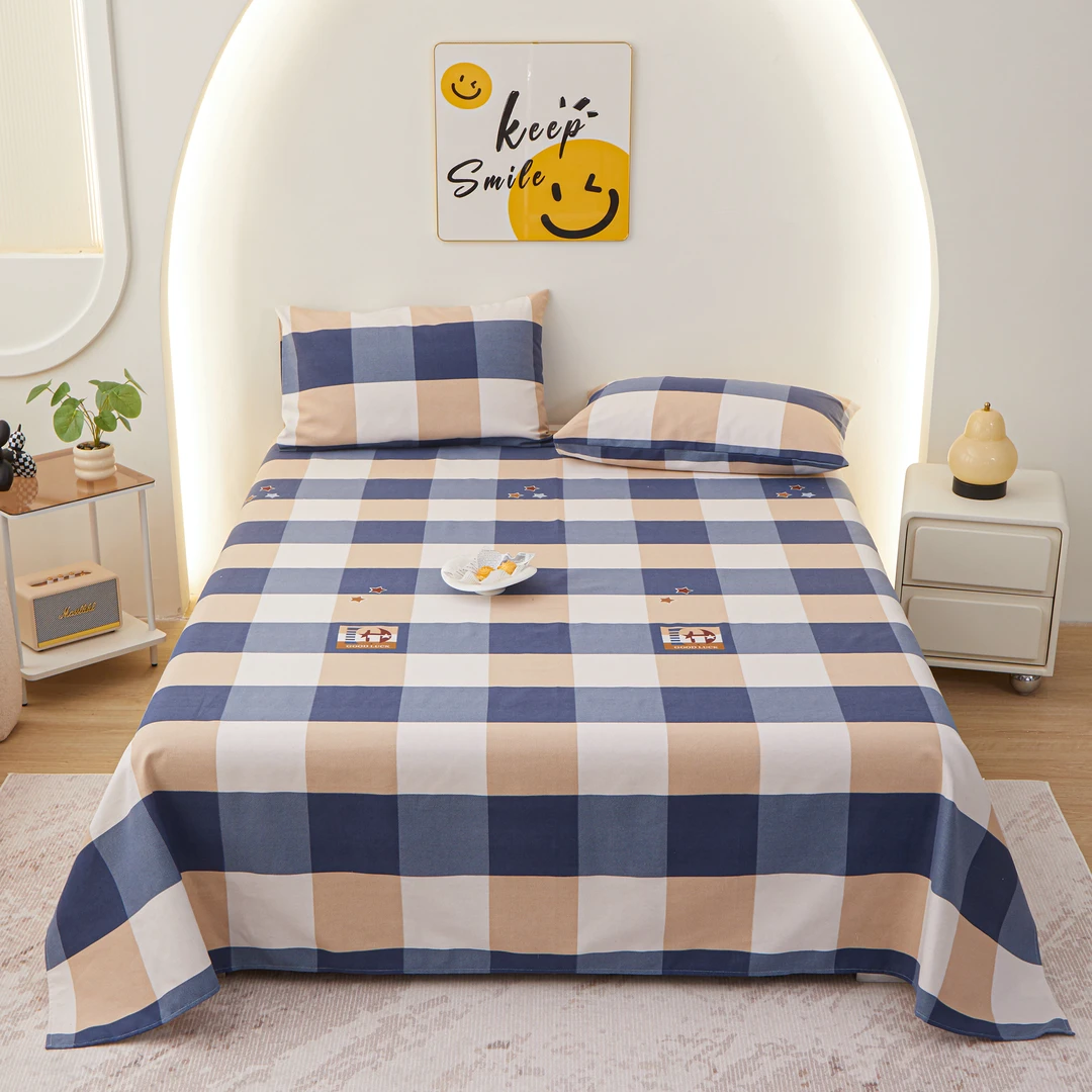 （人气爆款）新款印花老粗布套件三件套透气加厚防滑原棉吸汗成人