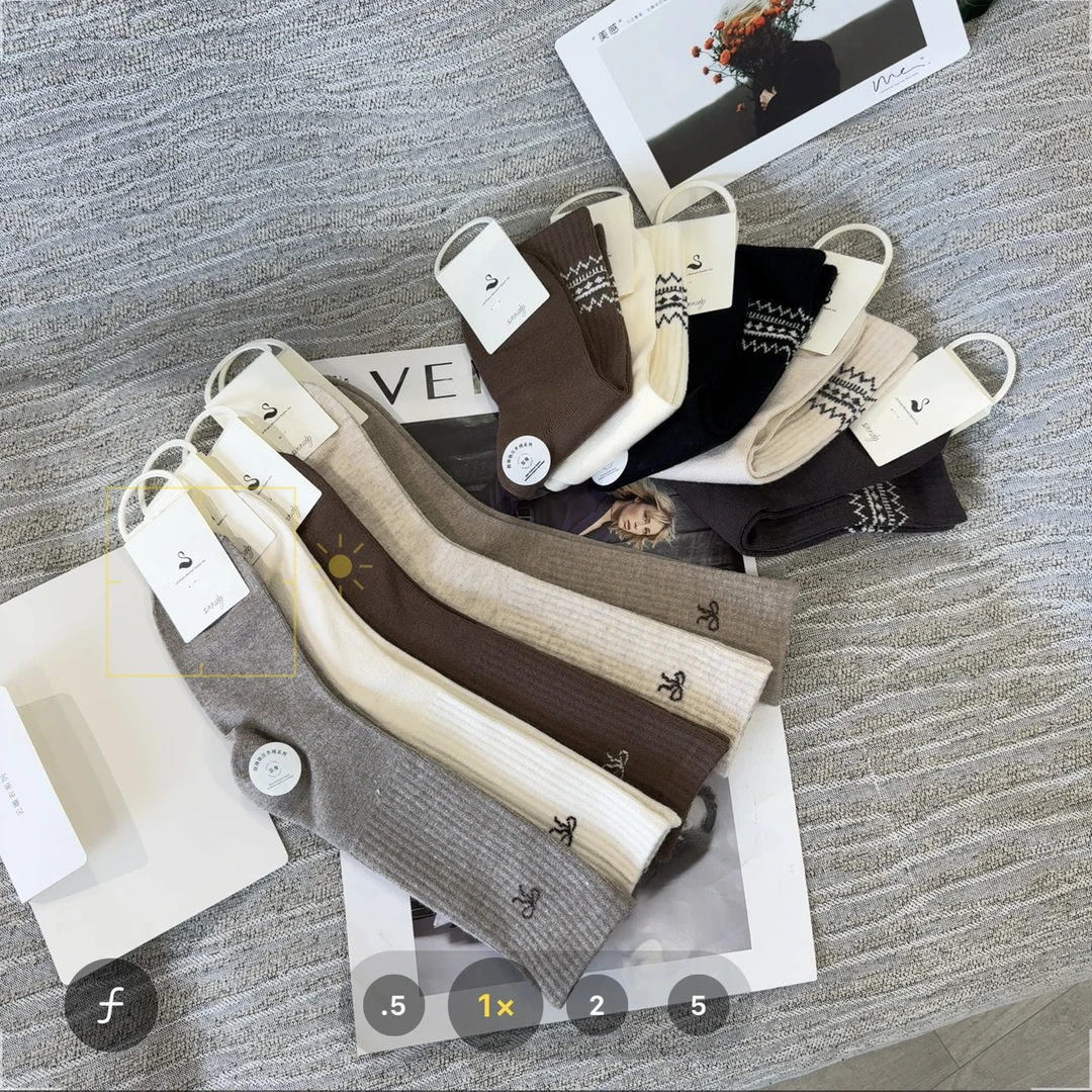 【大姐店】女款绒感加厚美拉德色系长筒袜5双装
