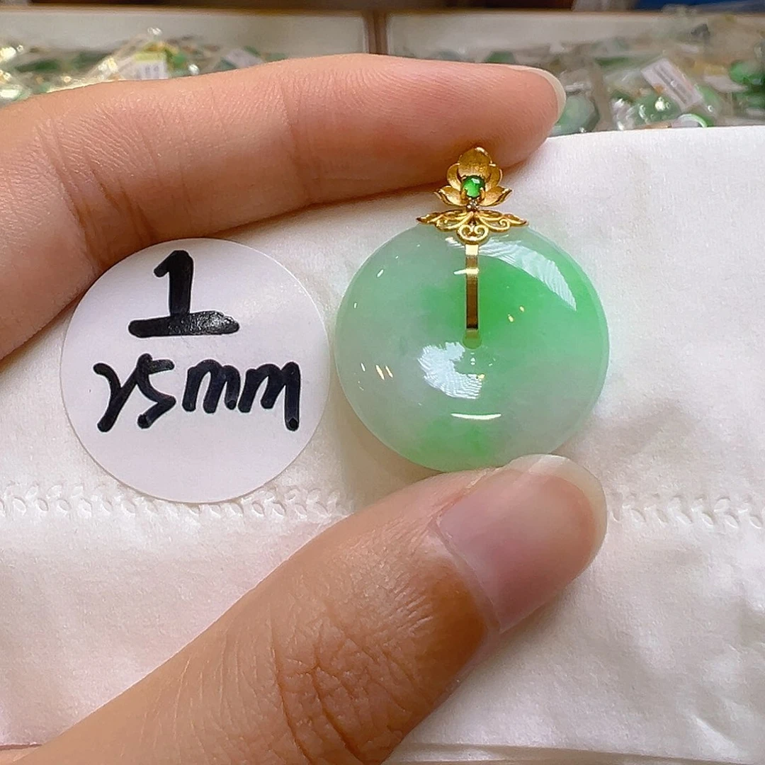 翡翠18K金镶嵌吊坠(不含链)翡翠