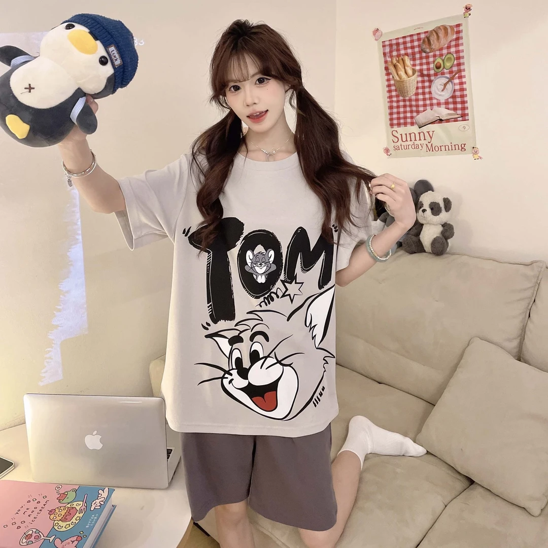 云朵棉睡衣女夏季短袖短裤薄款2025新款少女卡通夏天家居服套装