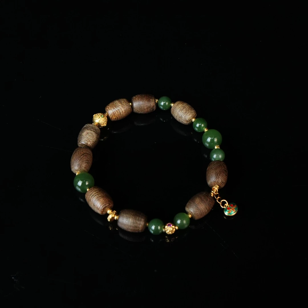 A6459 文莱沉香桶珠手链 /0.8x1.0cm 7.35g