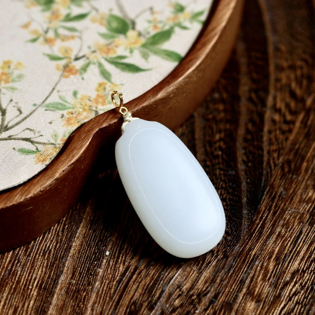 瑾玉·和田玉白玉无事牌吊坠 平安无事 18K扣头 L1646-3