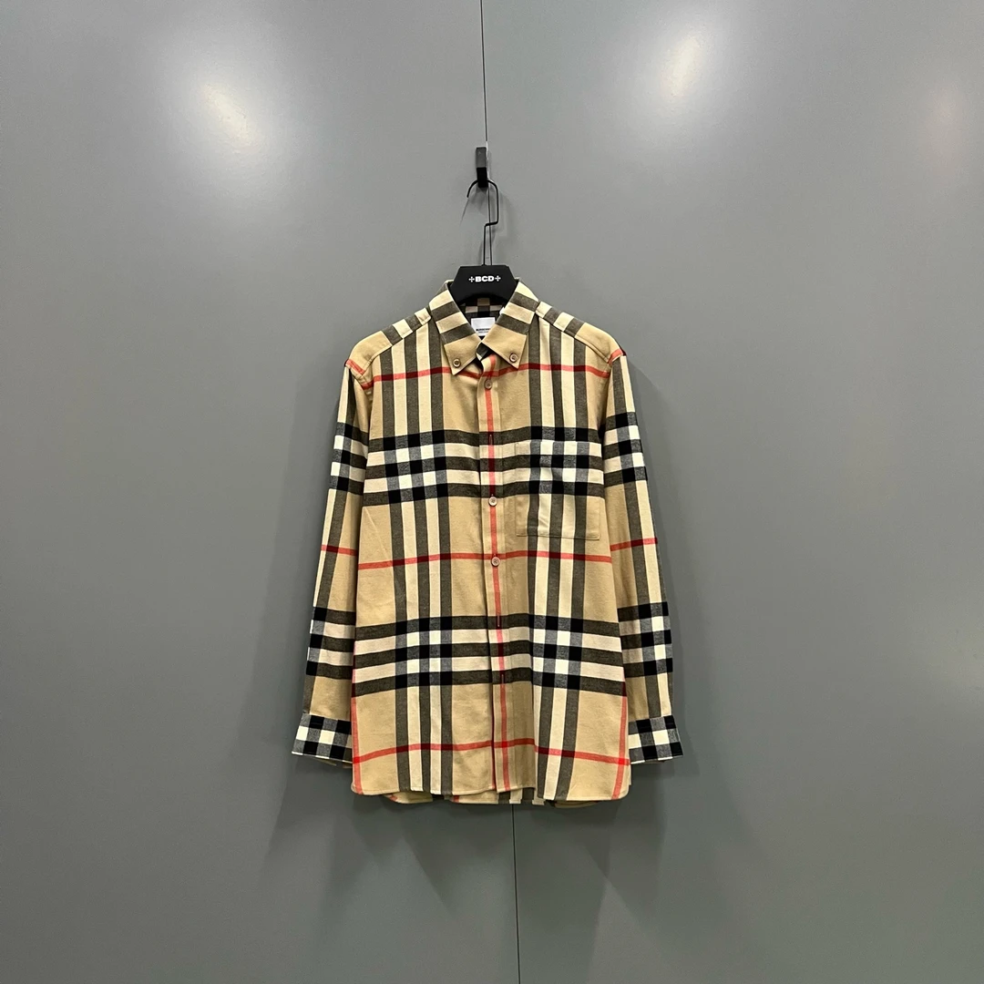 99新 BURBERRY/博柏利 yyy 经典格纹翻领衬衫 M码 015969