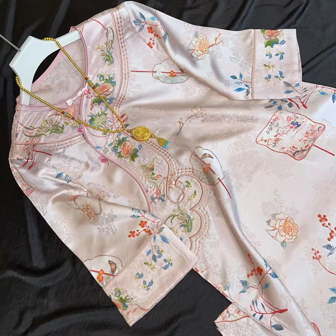 0251-常熟新中式【花有约】夏季新款女士气质中长款老料显白连衣