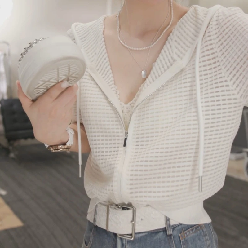 【一厢情愿】帽衫针织外025春季新款设计感百搭显瘦上衣LK2502482