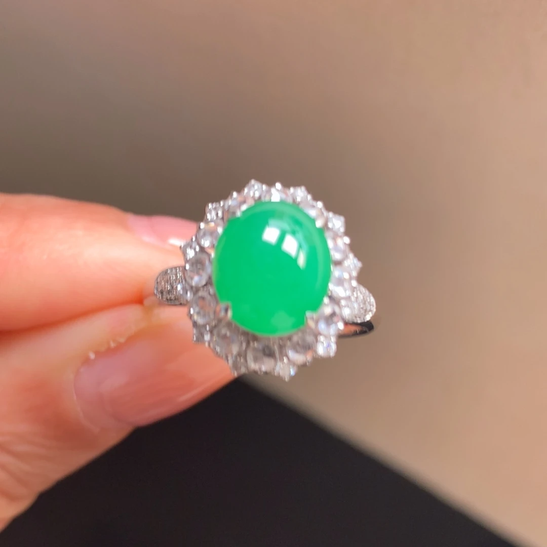 翡翠18K金镶嵌颈饰翡翠首饰戒指