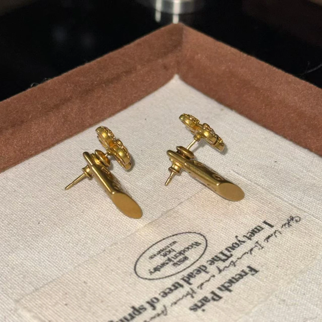 铜合金耳饰 十字花包包造型耳饰-3923