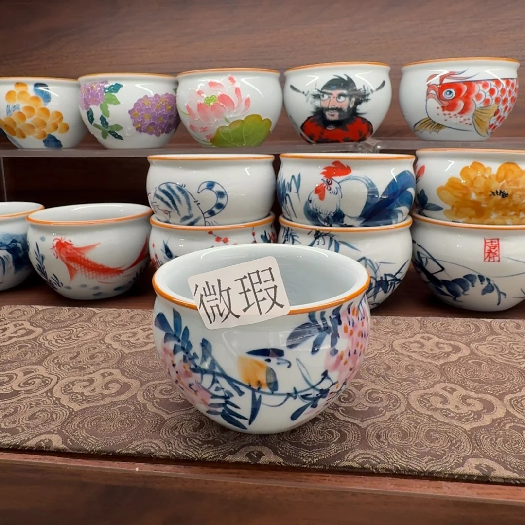 釉下手绘茶具微瑕