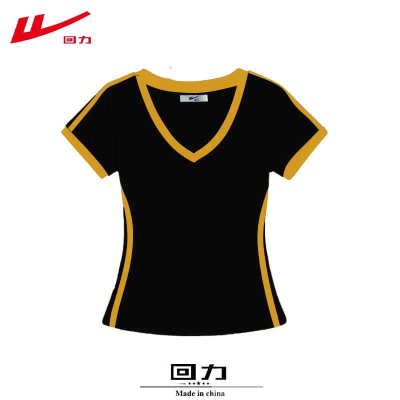 回力棉多巴胺穿搭纯色学院风短袖拼色t恤女生夏季夏装设计感v领