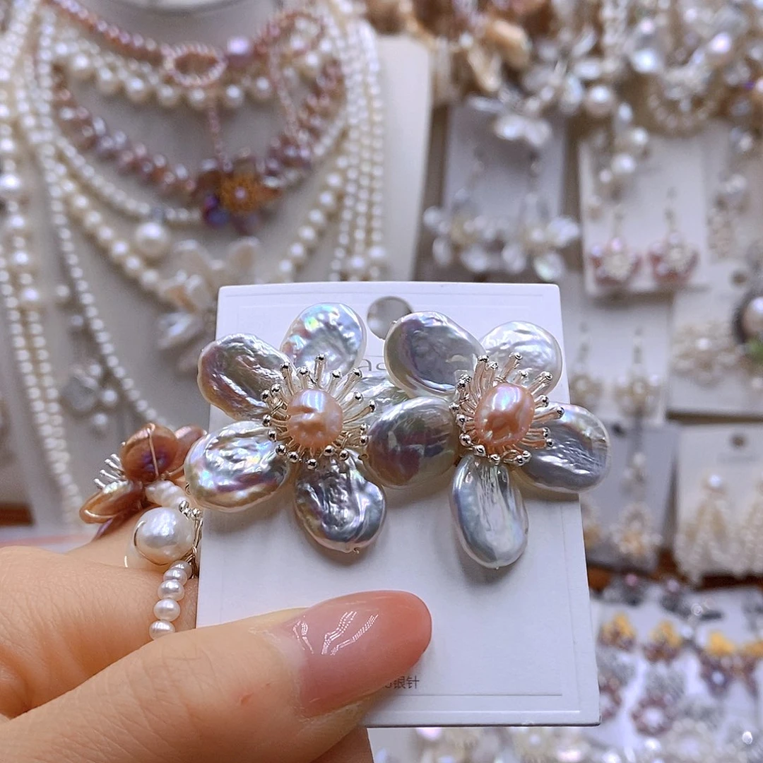 *****耳饰银S925镶嵌淡水珍珠