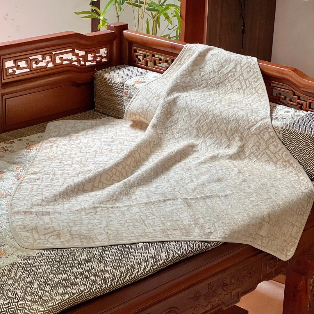 櫟丝御锦【老料子】柞蚕丝田园风法式提花床盖轻奢盖毯休闲毯 50413