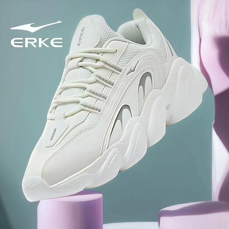 鸿星尔克女鞋秋冬新款网面白色百搭运动鞋女士厚底减震舒适老爹鞋