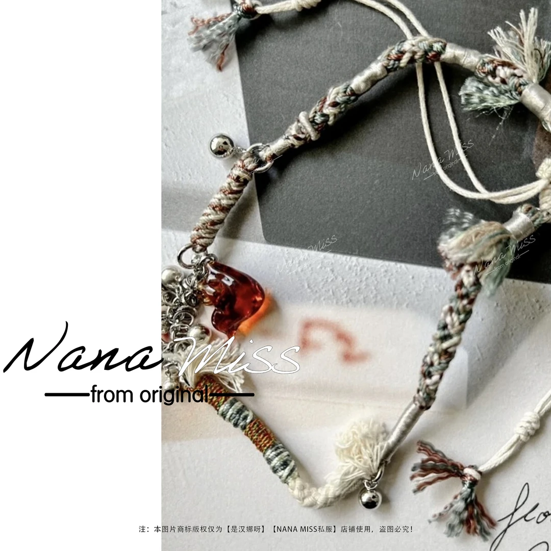 非金属棉绳项链 【波西米亚小鸟】可调节多巴胺编织项链锁骨链