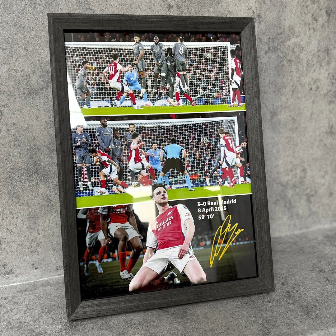 阿森纳赖斯任意球双响实木装饰相框照片墙桌摆挂框摆件酒吧壁画