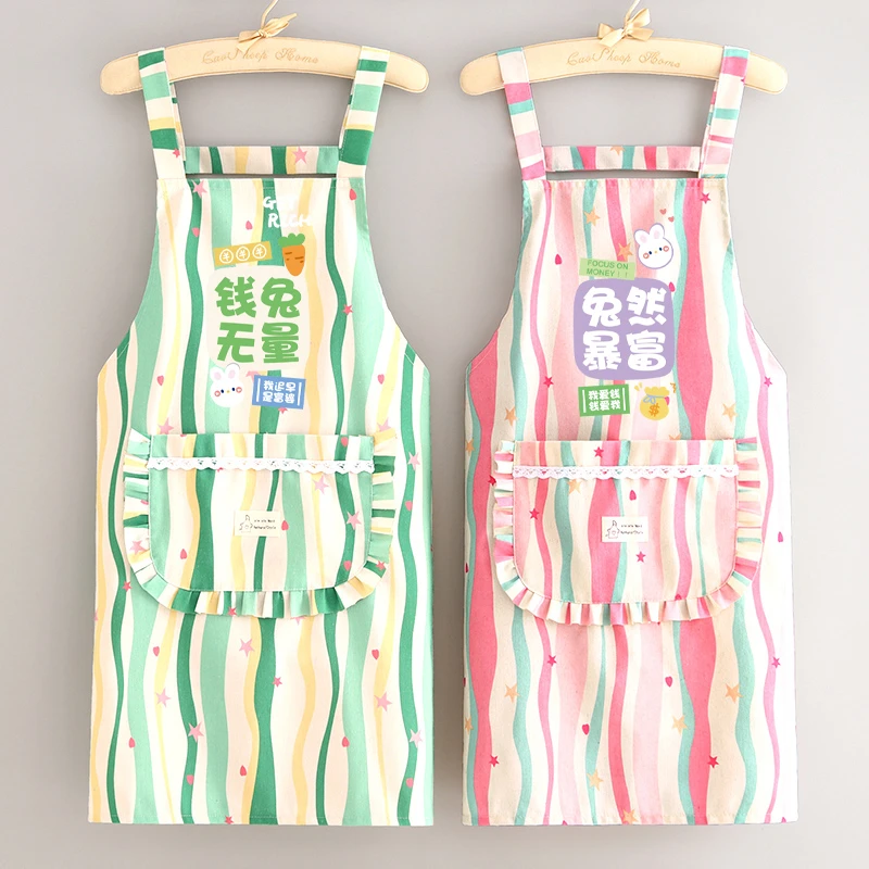 韩版帆布围裙厨房家用防污上班餐饮专用工作服女耐磨做饭围腰成人