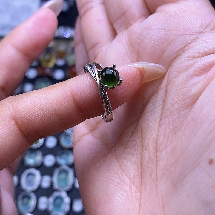 岫玉银S925镶嵌戒指