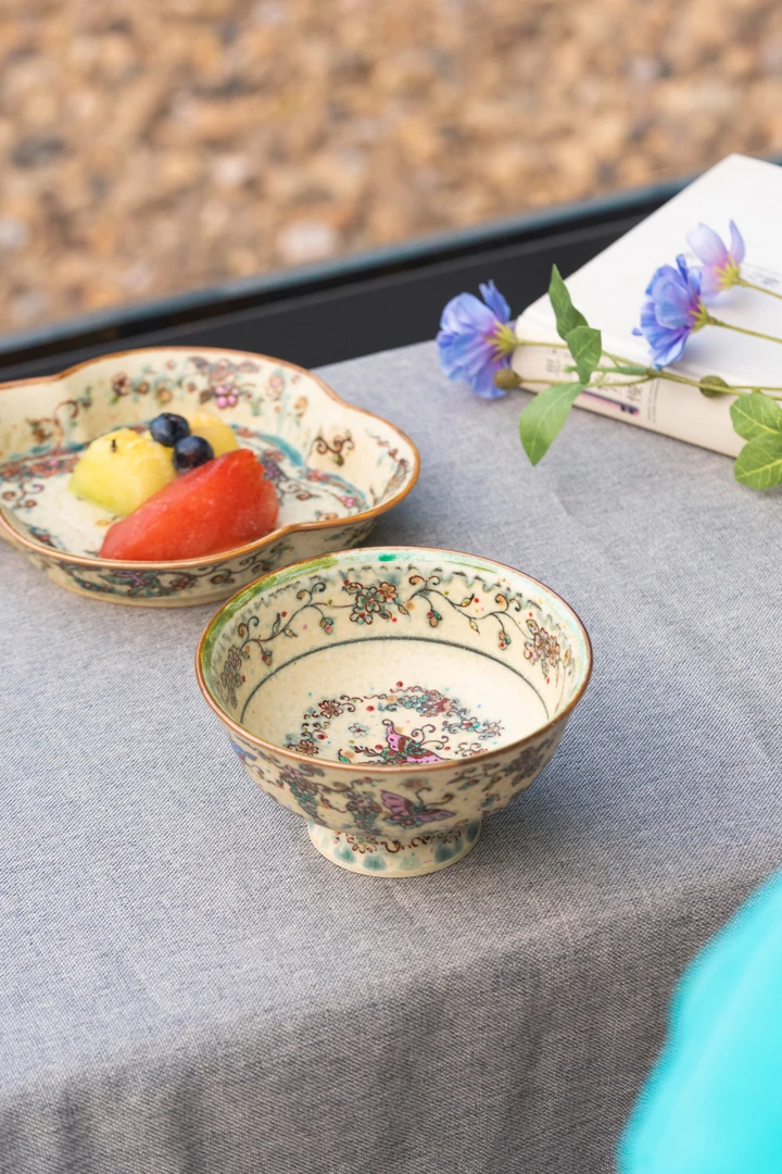 诗瓷集咖啡杯系列  釉上彩 蝴蝶花卉 ‖ 高足碗