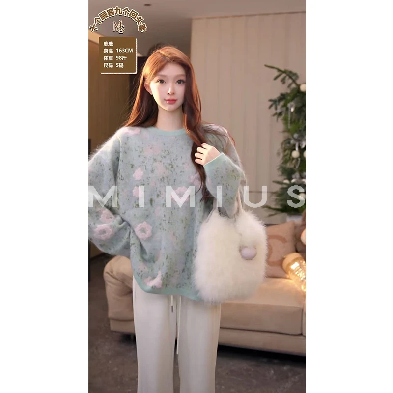 【mimius】喵喵 羊绒拉毛立体绣花花朵毛衣  汉服 WG11088