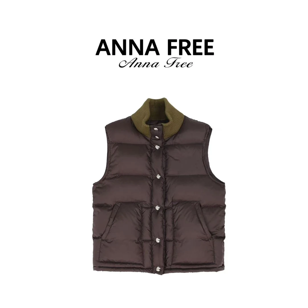 ANNA FREE 90白鸭绒羽绒马甲女简约立领保暖坎肩上衣ZCH25840