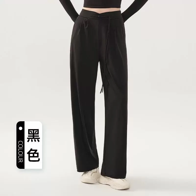 国潮新中式！遮肉裸感高腰跑步瑜伽健身休闲阔腿裤