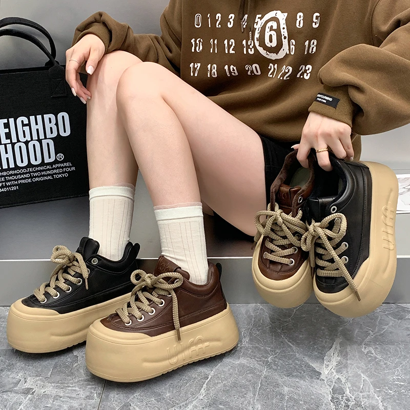 欧版卡皮巴拉高级休闲增高厚底小白鞋板鞋百搭ins加绒秋韩版单鞋