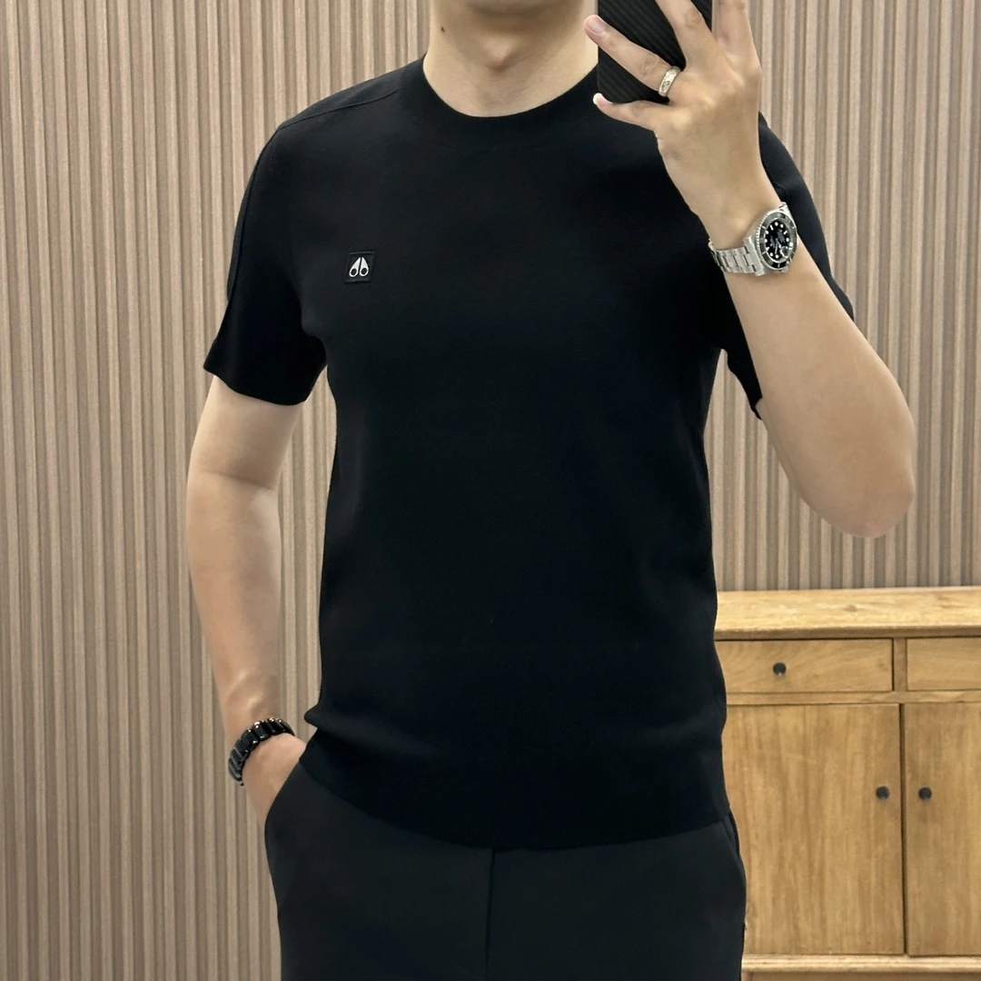 轻奢针织时尚圆领T恤商务男士纯色秋季百搭短袖7970