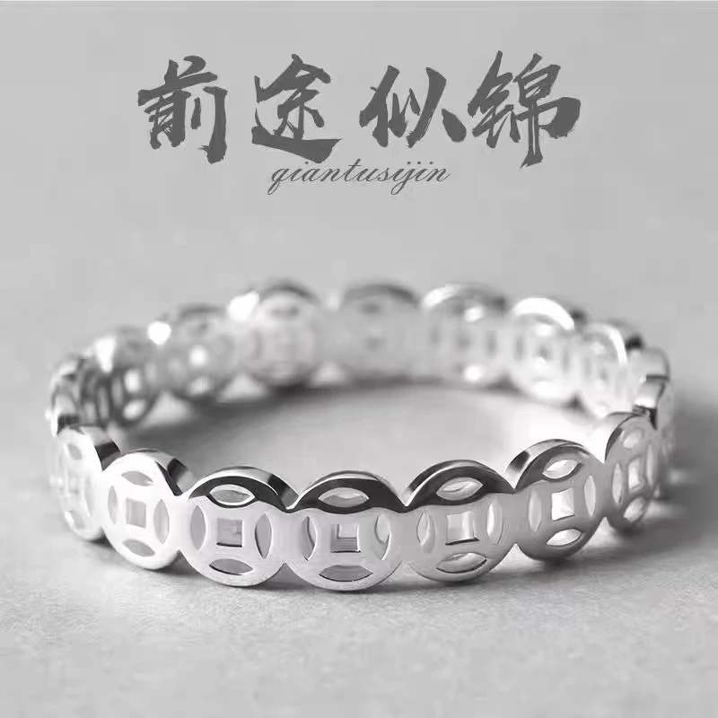 637钱币戒指女款男士时尚百搭情侣简约饰品韩版ins个性