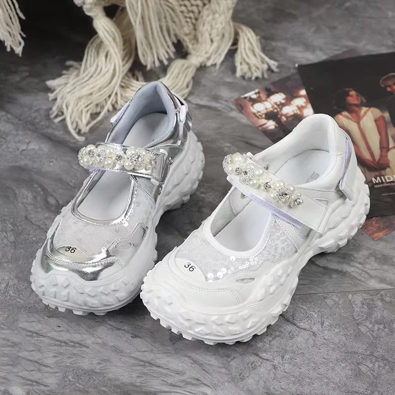 时尚榴莲底老爹鞋【24C2286】女春夏季新款真皮厚底增高休闲运动鞋