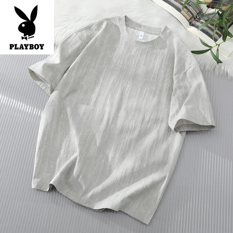 花花公子夏季薄款青少年短袖T恤上衣潮流半袖潮牌轻奢痞帅男装
