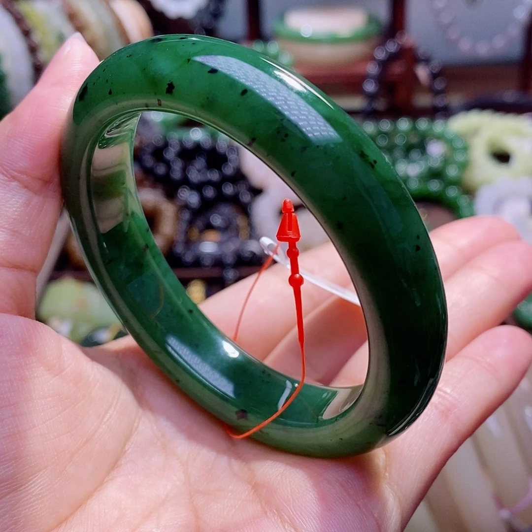 和田玉未镶嵌颈饰清货价老矿料碧玉宽版手镯57