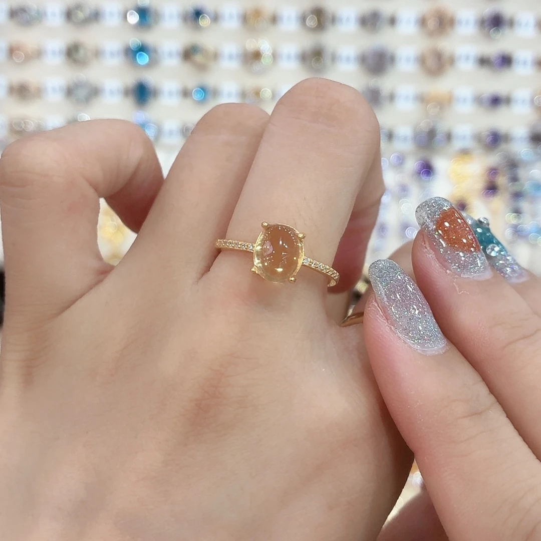 ****喜黄晶戒指银S925镶嵌