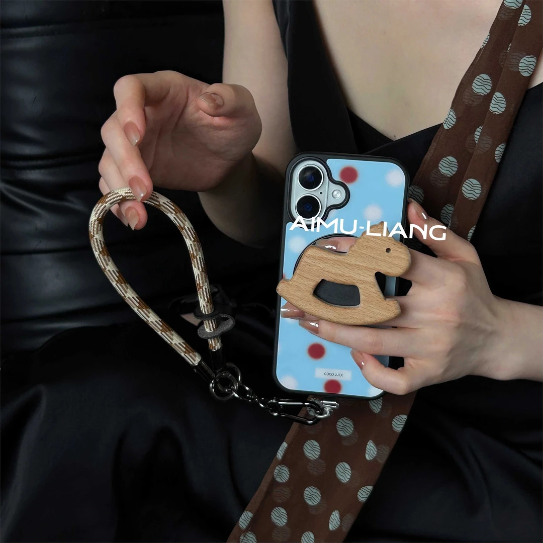 AIMU原创蓝椰茶冻适用苹果iPhone16promax手机壳磁吸支架151413