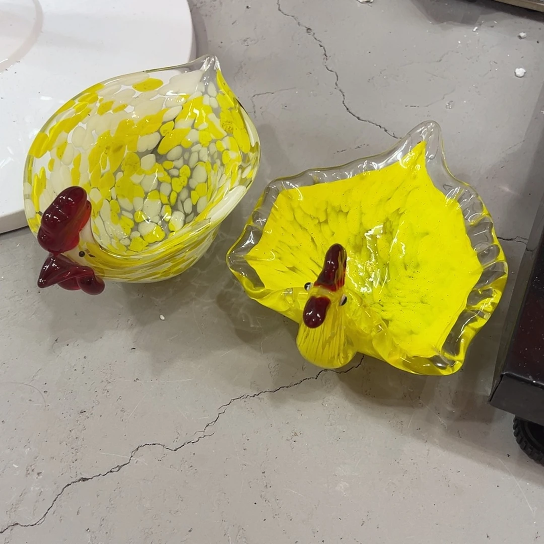 一***华手工艺品琉璃微瑕黑料一对