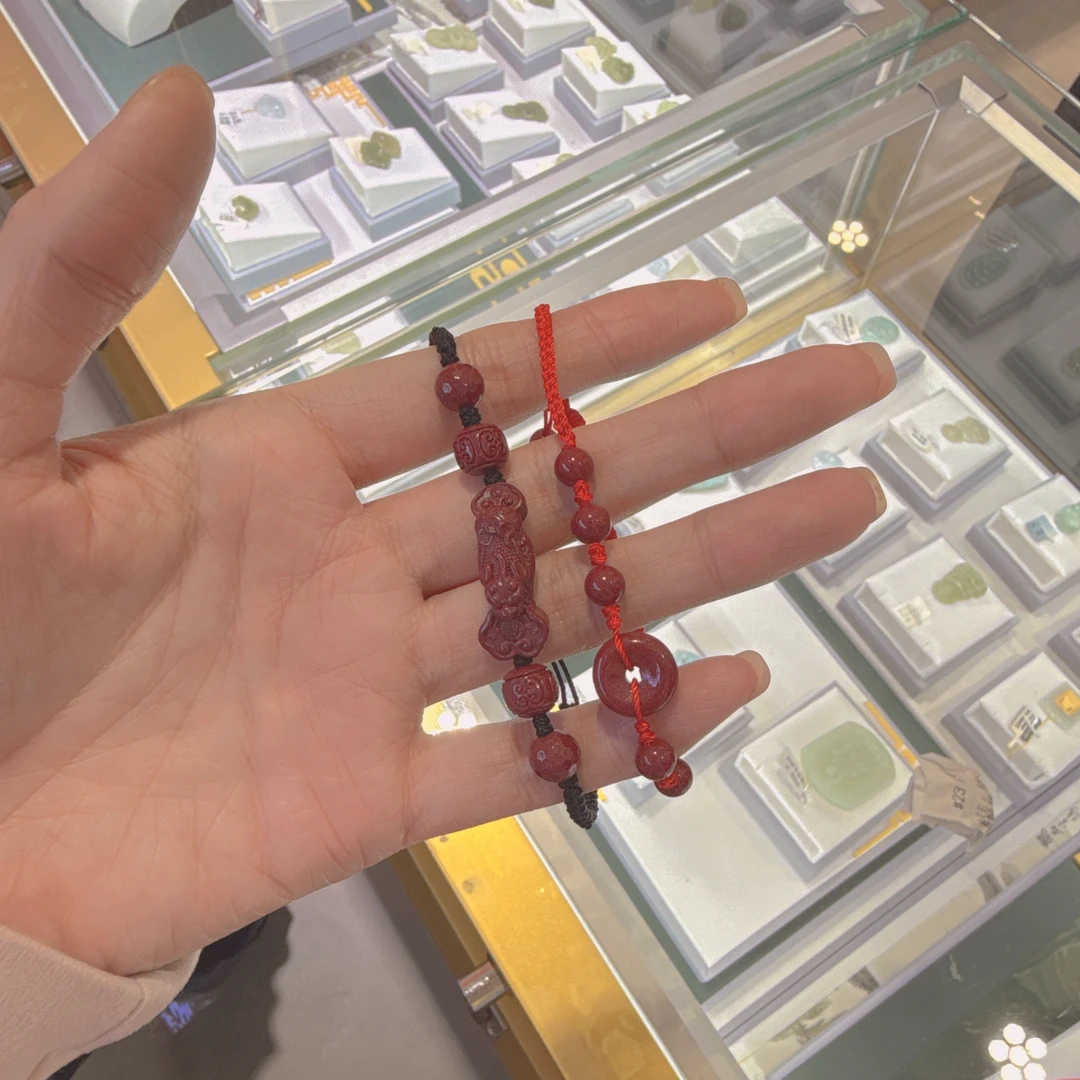 朱砂平安扣红绳脚链男女本命年转运手绳