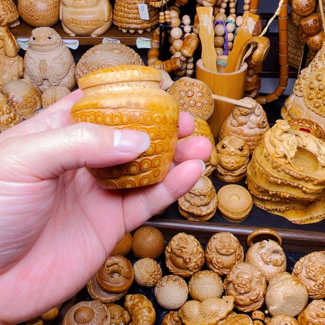 竹竹根雕茶仓把玩件