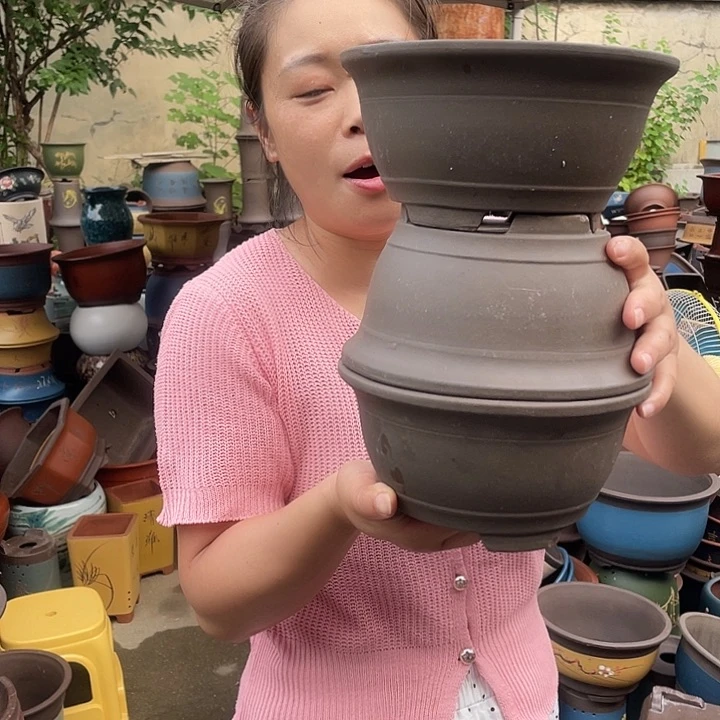 20富贵一组三个花盆紫砂