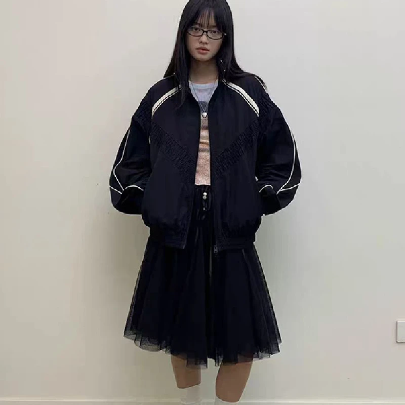 韩国东大门秋季新款设计感休闲运动立领宽松显瘦夹克韩版外套