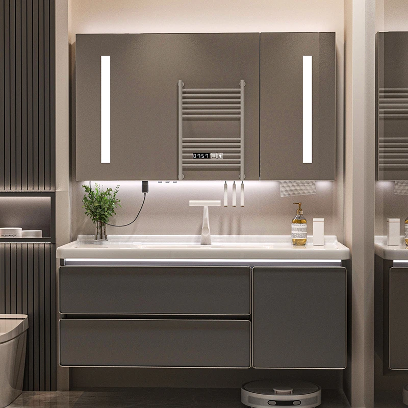 浴室柜陶瓷一体盆组合实木轻奢卫生间洗脸盆柜组合洗漱台洗手盆柜