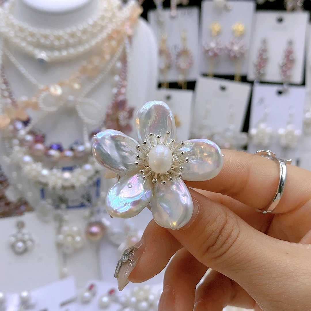 银S925镶嵌耳饰淡水珍珠孙*