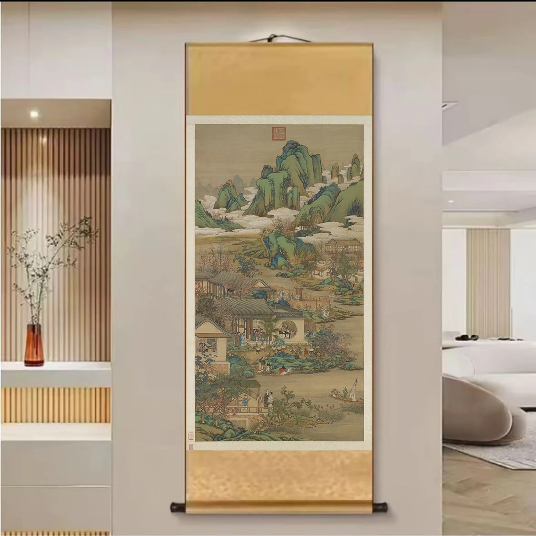 A15精装140*45《九月》中式数字微喷立式挂画卷轴画