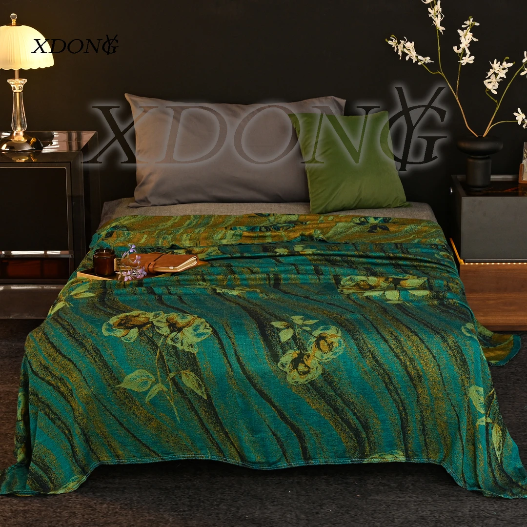 XDONGY（冬云家纺）法国顶奢150*200罗布麻  玫林绿色 天 丝 毯