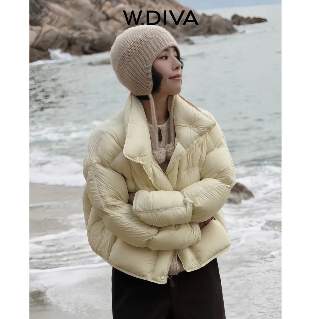 W.Diva【云感面包】超轻高密面料90鹅绒肯豆风保暖羽绒服54C093334