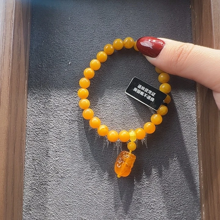 蜜蜡未镶嵌手串7.6mm蜜蜡手串