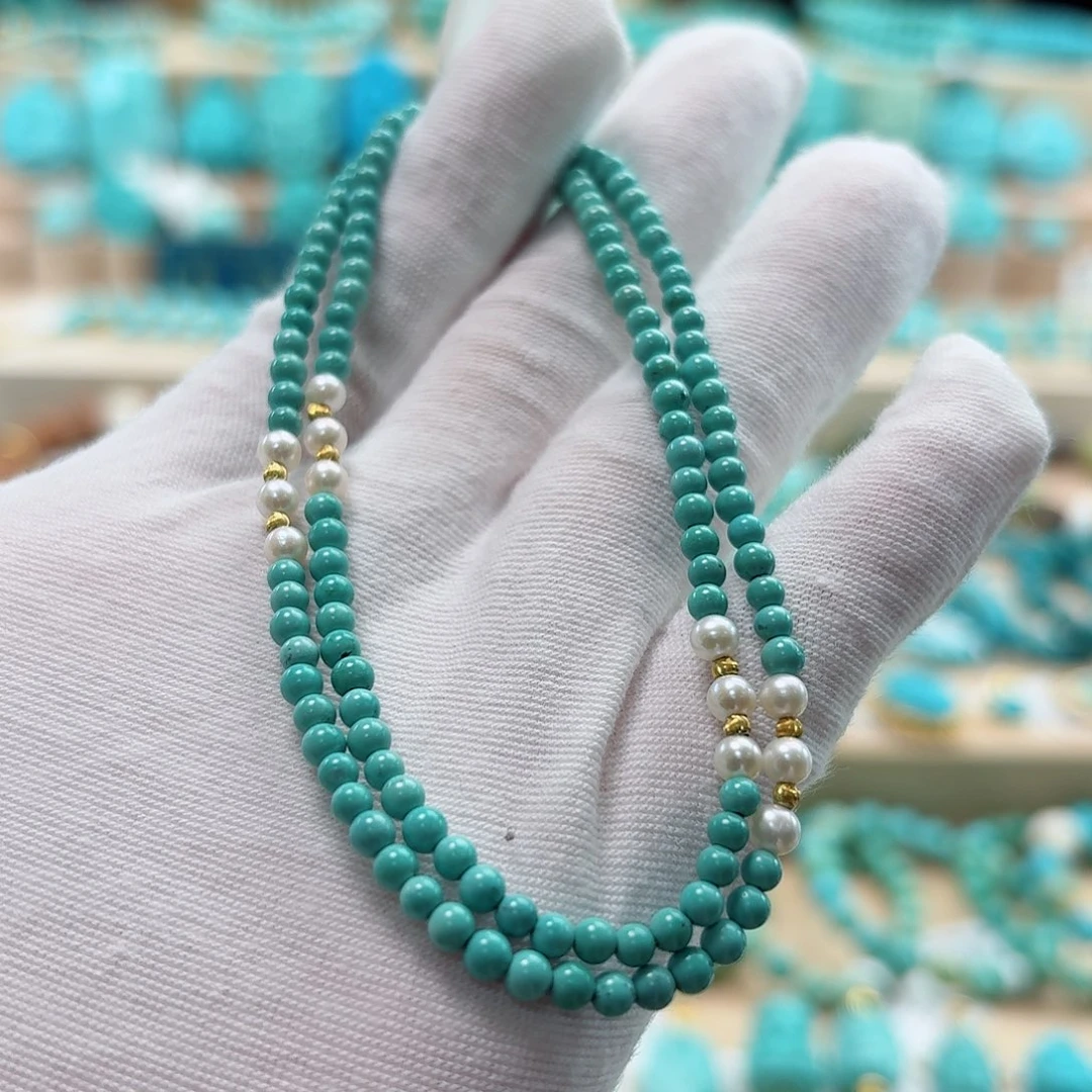 绿松石18K金镶嵌珠宝奇石